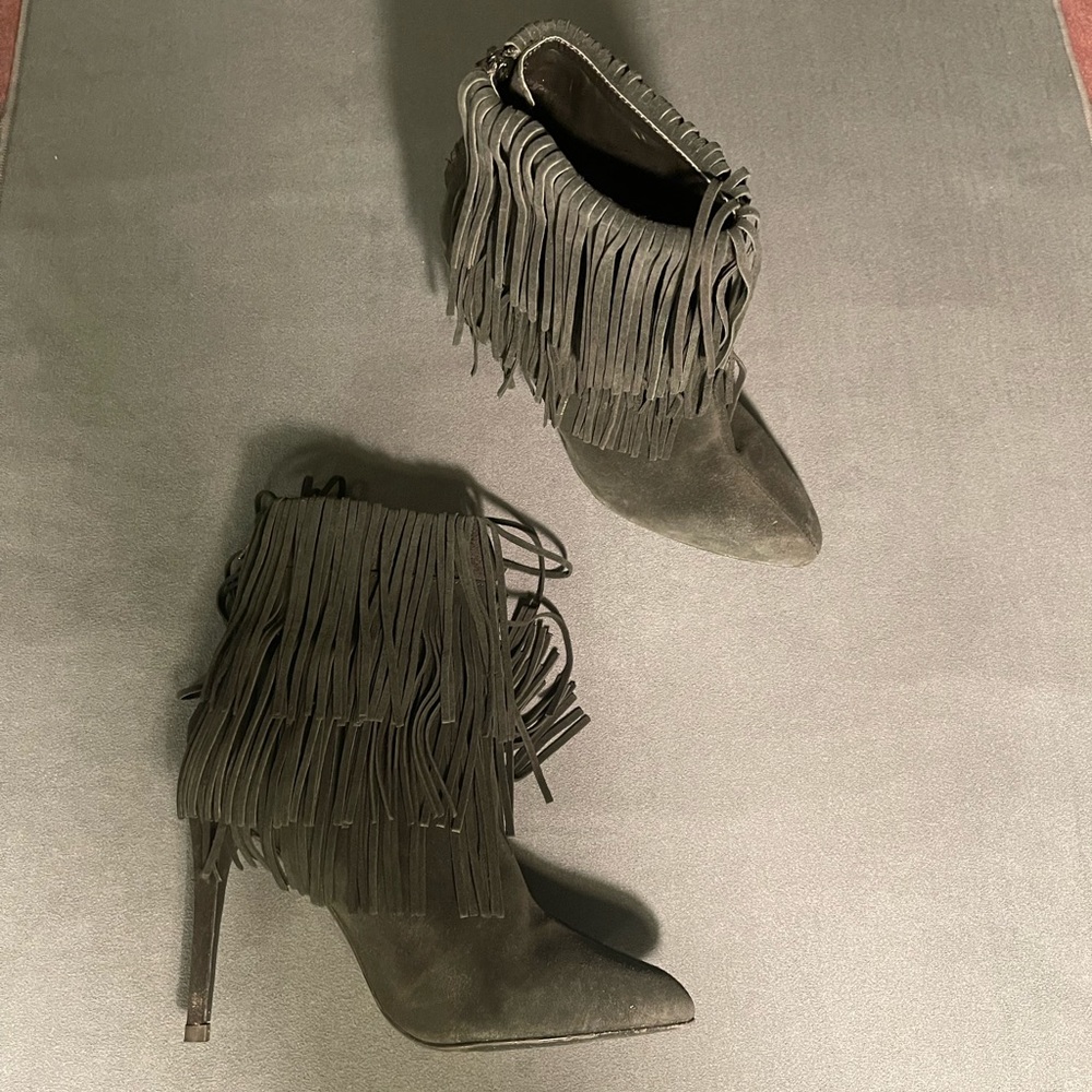 Zara Fringe Black Suede Boots